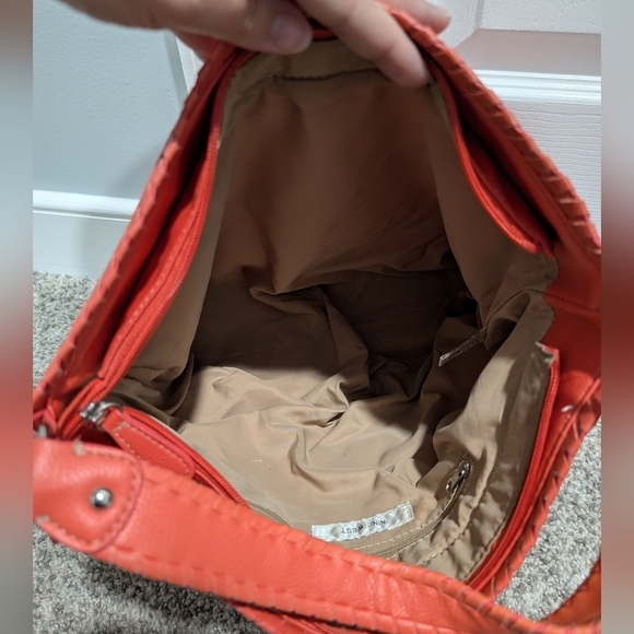 Nine West Coral Orange Faux Leather Shoulder Bag - Picture 7 of 11